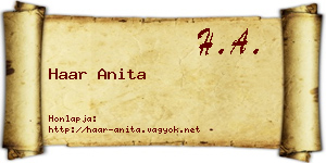 Haar Anita névjegykártya
